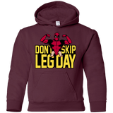 Sweatshirts Maroon / YS Dont Skip Leg Day Youth Hoodie