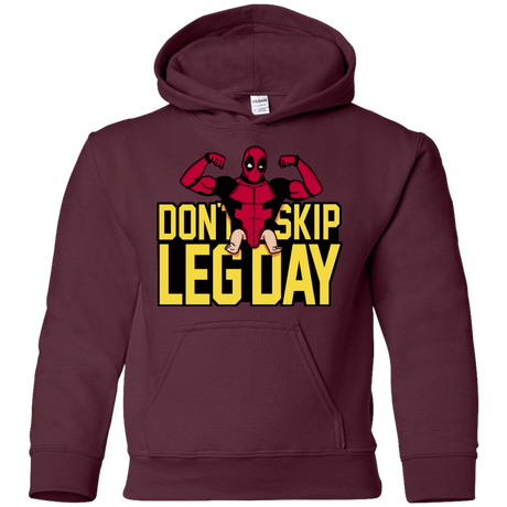 Sweatshirts Maroon / YS Dont Skip Leg Day Youth Hoodie