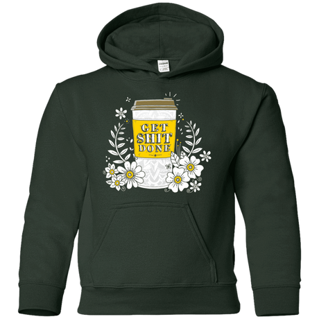 Sweatshirts Forest Green / YS Drink Coffee, Get Shit Done Youth Hoodie