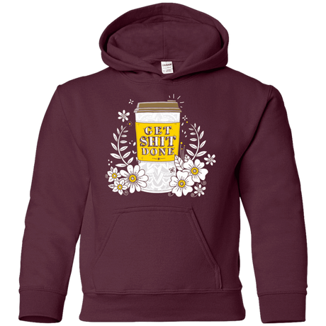 Sweatshirts Maroon / YS Drink Coffee, Get Shit Done Youth Hoodie