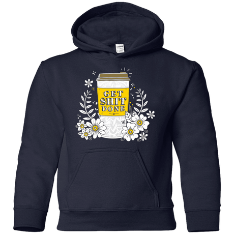 Sweatshirts Navy / YS Drink Coffee, Get Shit Done Youth Hoodie