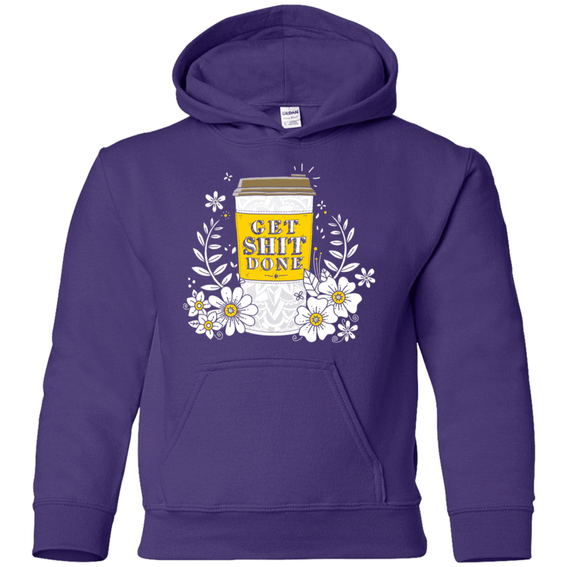 Sweatshirts Purple / YS Drink Coffee, Get Shit Done Youth Hoodie