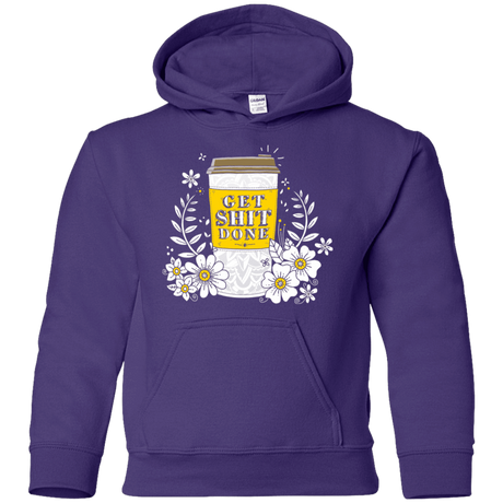 Sweatshirts Purple / YS Drink Coffee, Get Shit Done Youth Hoodie