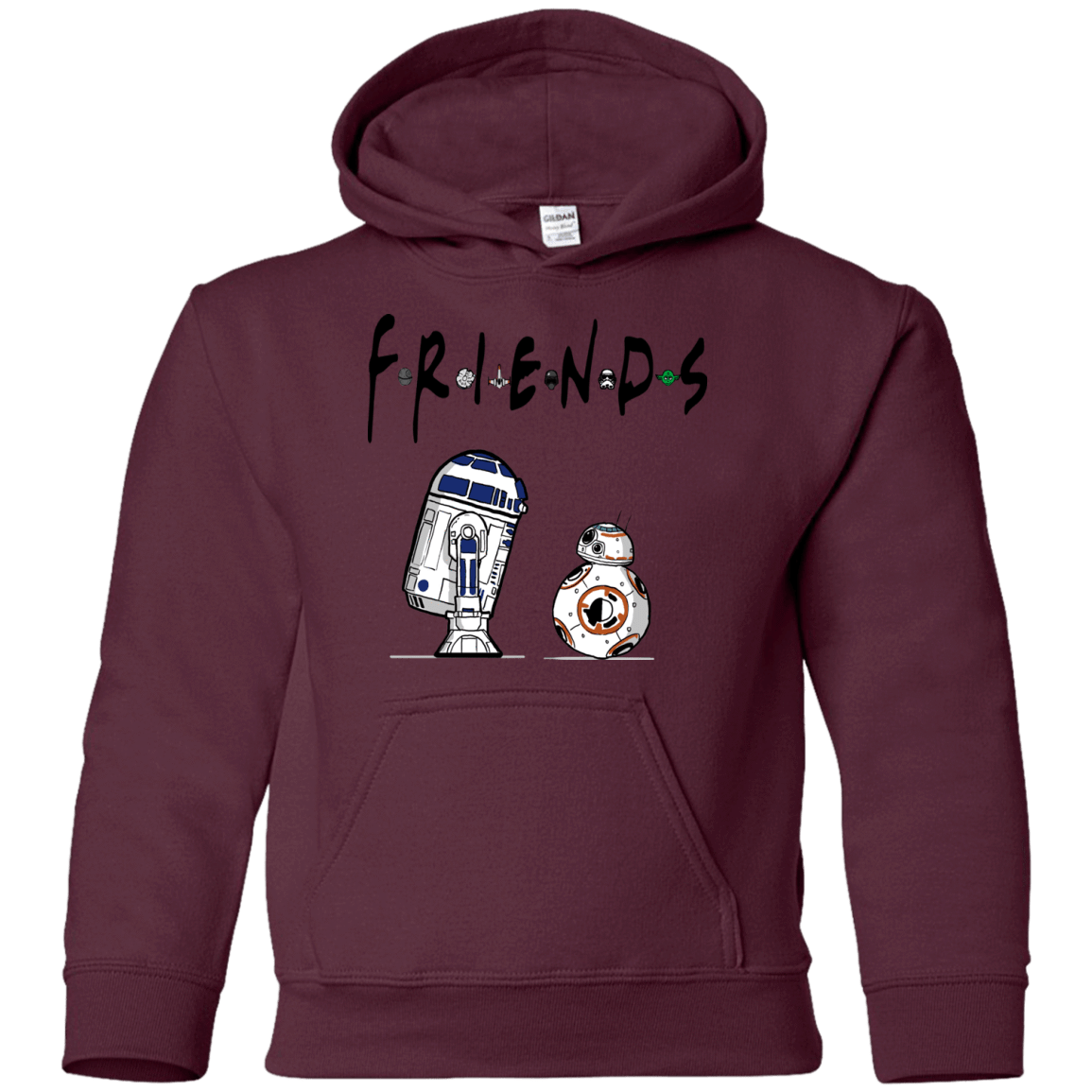 Sweatshirts Maroon / YS Droid Friends Youth Hoodie