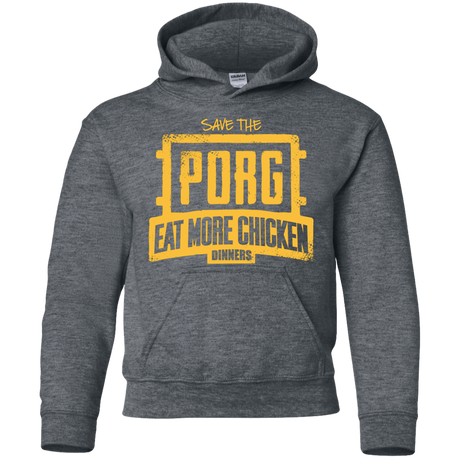 Sweatshirts Dark Heather / YS Eat More Chicken Youth Hoodie