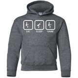 Sweatshirts Dark Heather / YS Eat Sleep Game PC Youth Hoodie