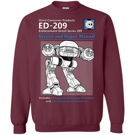 Sweatshirts Maroon / Small ED209 SERVICE & REPAIR MANUAL Crewneck Sweatshirt