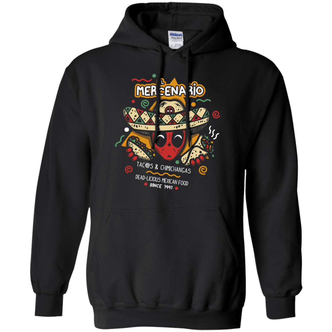 Sweatshirts Black / S El Mercenario Mexican Food Pullover Hoodie