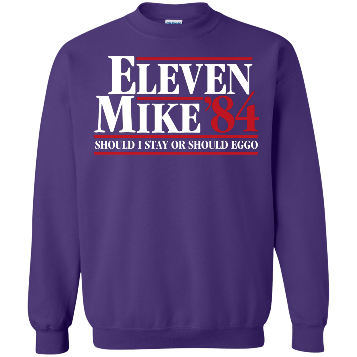 Sweatshirts Purple / Small Eleven Mike 84 - Should I Stay or Should Eggo Crewneck Sweatshirt