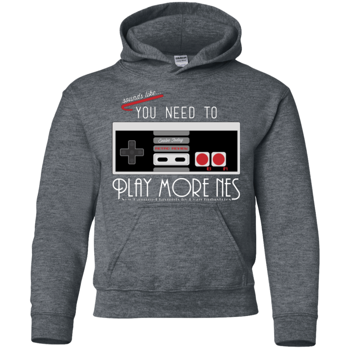 Sweatshirts Dark Heather / YS Evolve Today! Play More NES Youth Hoodie