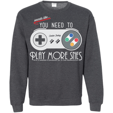 Sweatshirts Dark Heather / Small Evolve Today! Play More SNES Crewneck Sweatshirt