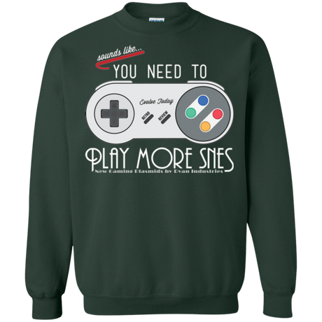 Sweatshirts Forest Green / Small Evolve Today! Play More SNES Crewneck Sweatshirt
