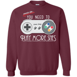 Sweatshirts Maroon / Small Evolve Today! Play More SNES Crewneck Sweatshirt