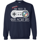 Sweatshirts Navy / Small Evolve Today! Play More SNES Crewneck Sweatshirt