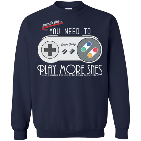 Sweatshirts Navy / Small Evolve Today! Play More SNES Crewneck Sweatshirt