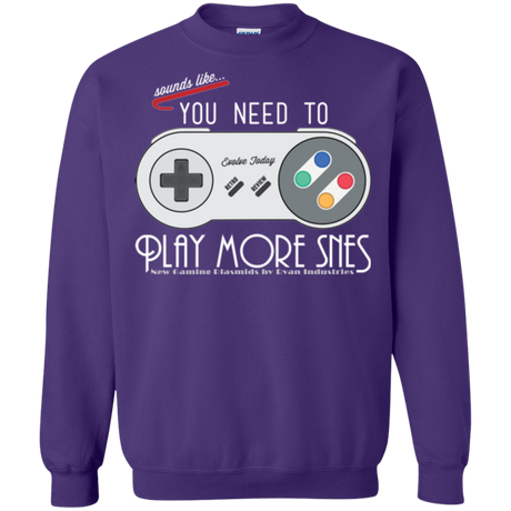 Sweatshirts Purple / Small Evolve Today! Play More SNES Crewneck Sweatshirt