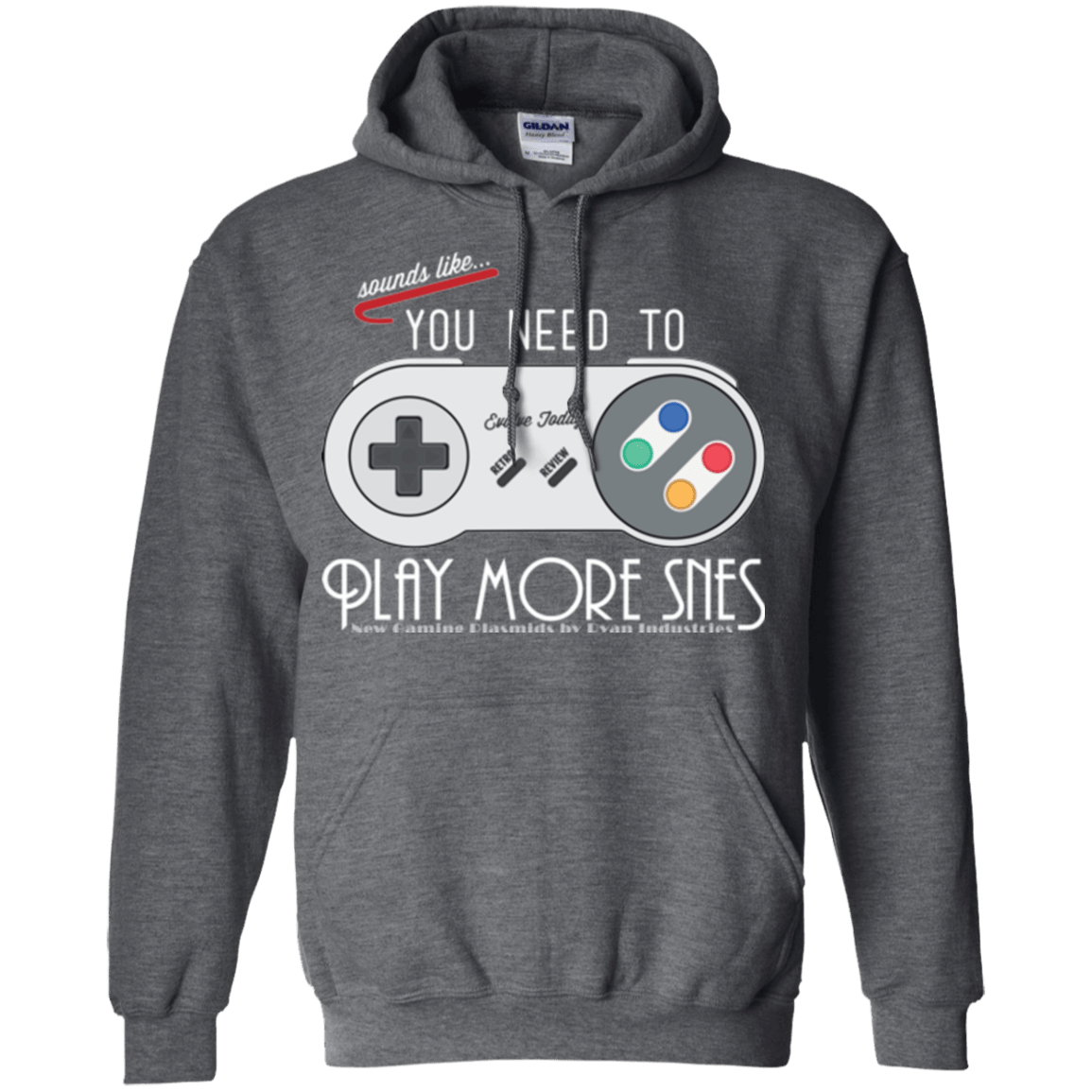 Sweatshirts Dark Heather / Small Evolve Today! Play More SNES Pullover Hoodie