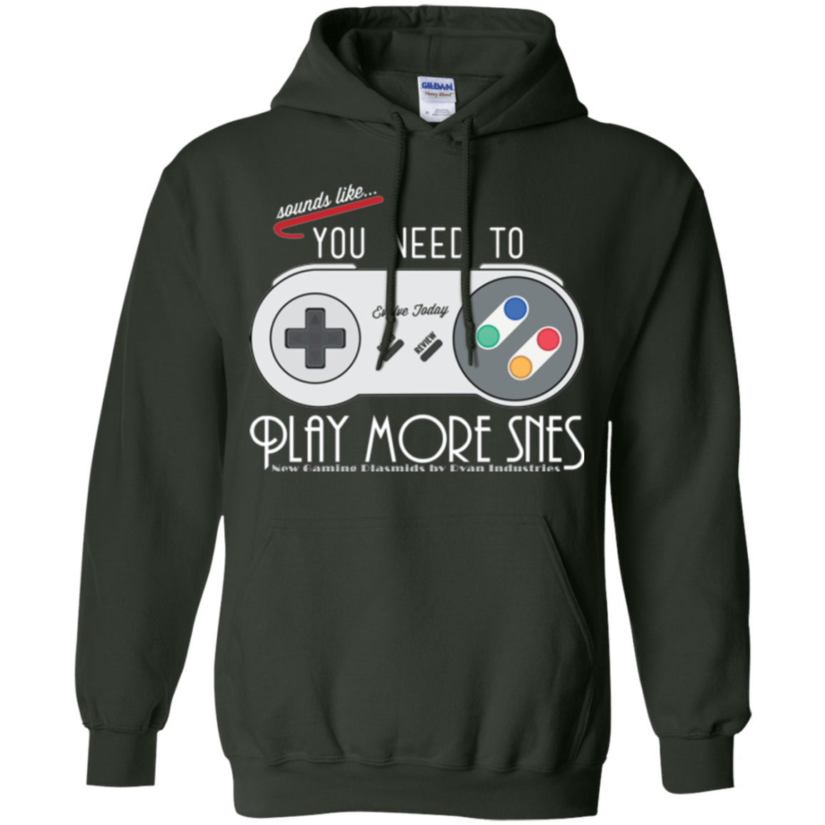 Sweatshirts Forest Green / Small Evolve Today! Play More SNES Pullover Hoodie