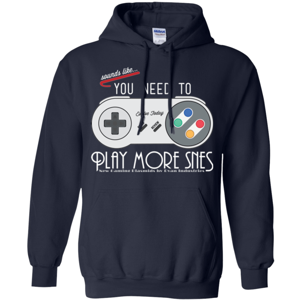 Sweatshirts Navy / Small Evolve Today! Play More SNES Pullover Hoodie