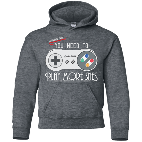 Sweatshirts Dark Heather / YS Evolve Today! Play More SNES Youth Hoodie