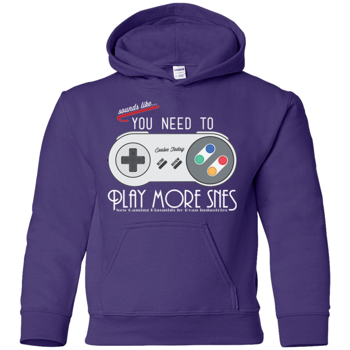 Sweatshirts Purple / YS Evolve Today! Play More SNES Youth Hoodie