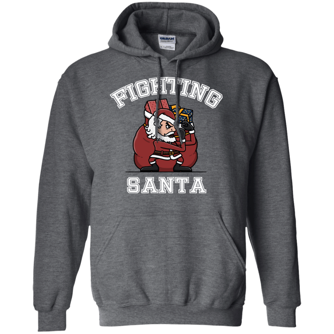 Sweatshirts Dark Heather / S Fighting Santa Pullover Hoodie
