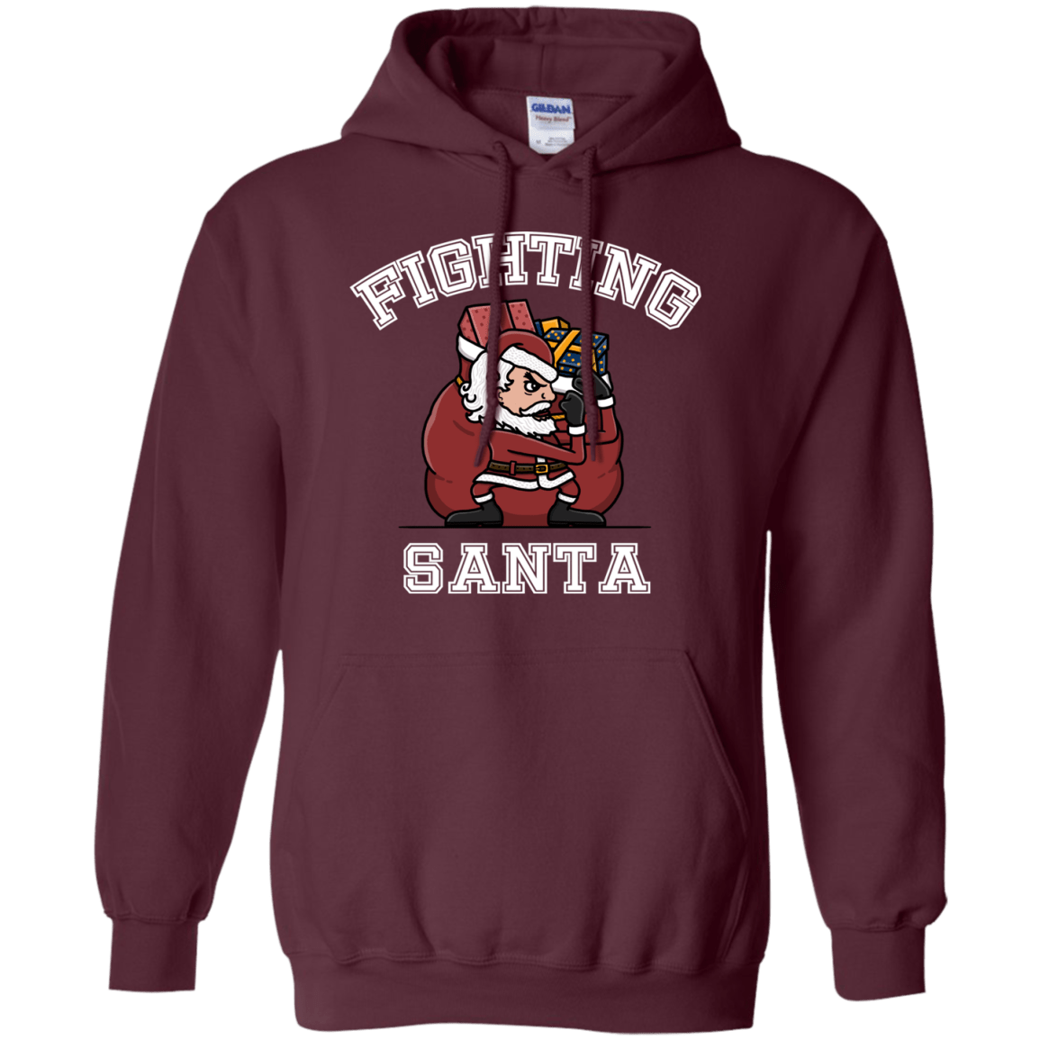 Sweatshirts Maroon / S Fighting Santa Pullover Hoodie