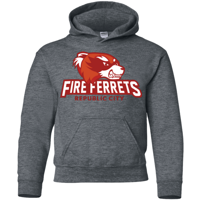 Sweatshirts Dark Heather / YS Fire Ferrets Youth Hoodie