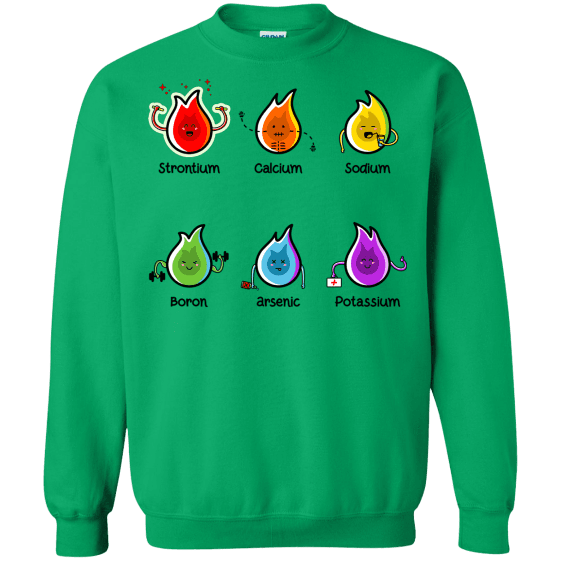 Sweatshirts Irish Green / S Flaming Elements Science Crewneck Sweatshirt