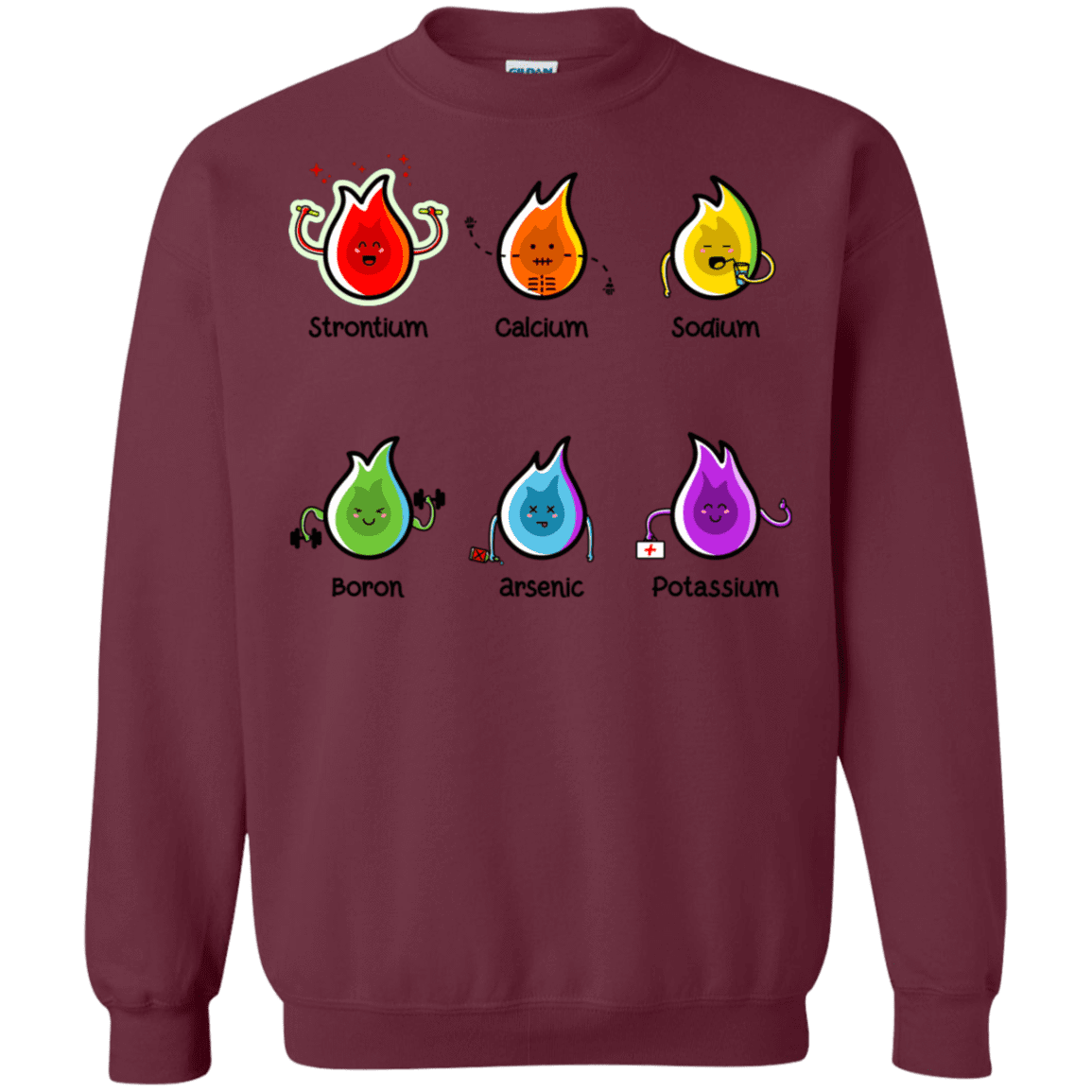 Sweatshirts Maroon / S Flaming Elements Science Crewneck Sweatshirt