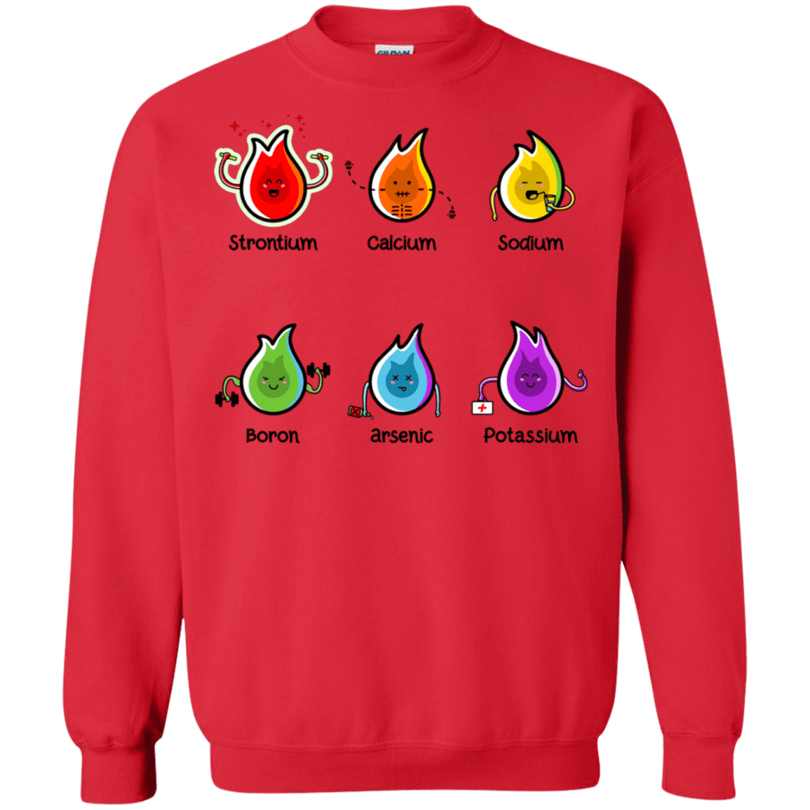 Sweatshirts Red / S Flaming Elements Science Crewneck Sweatshirt