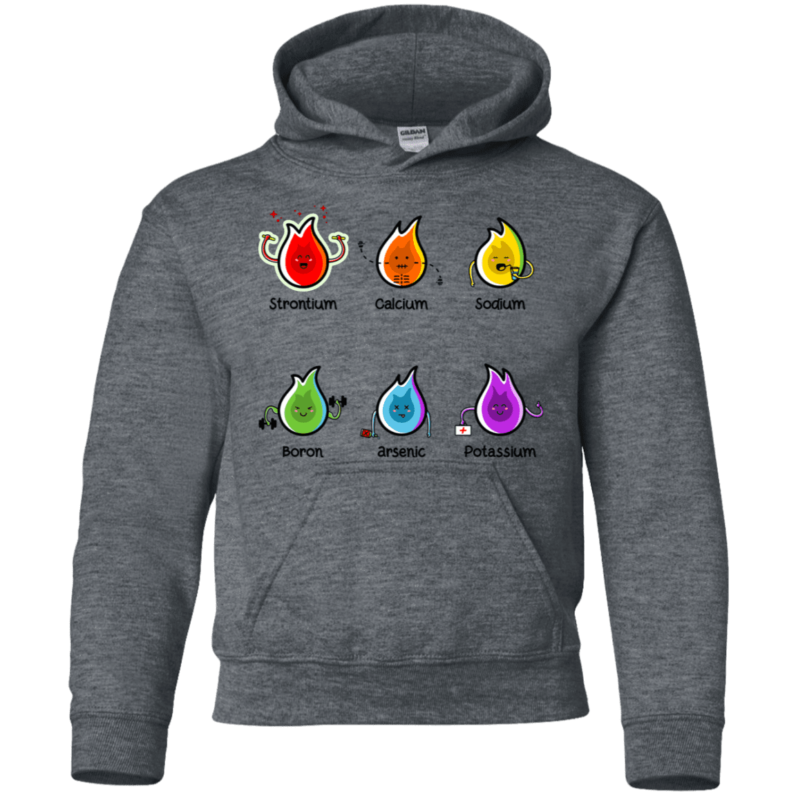 Sweatshirts Dark Heather / YS Flaming Elements Science Youth Hoodie