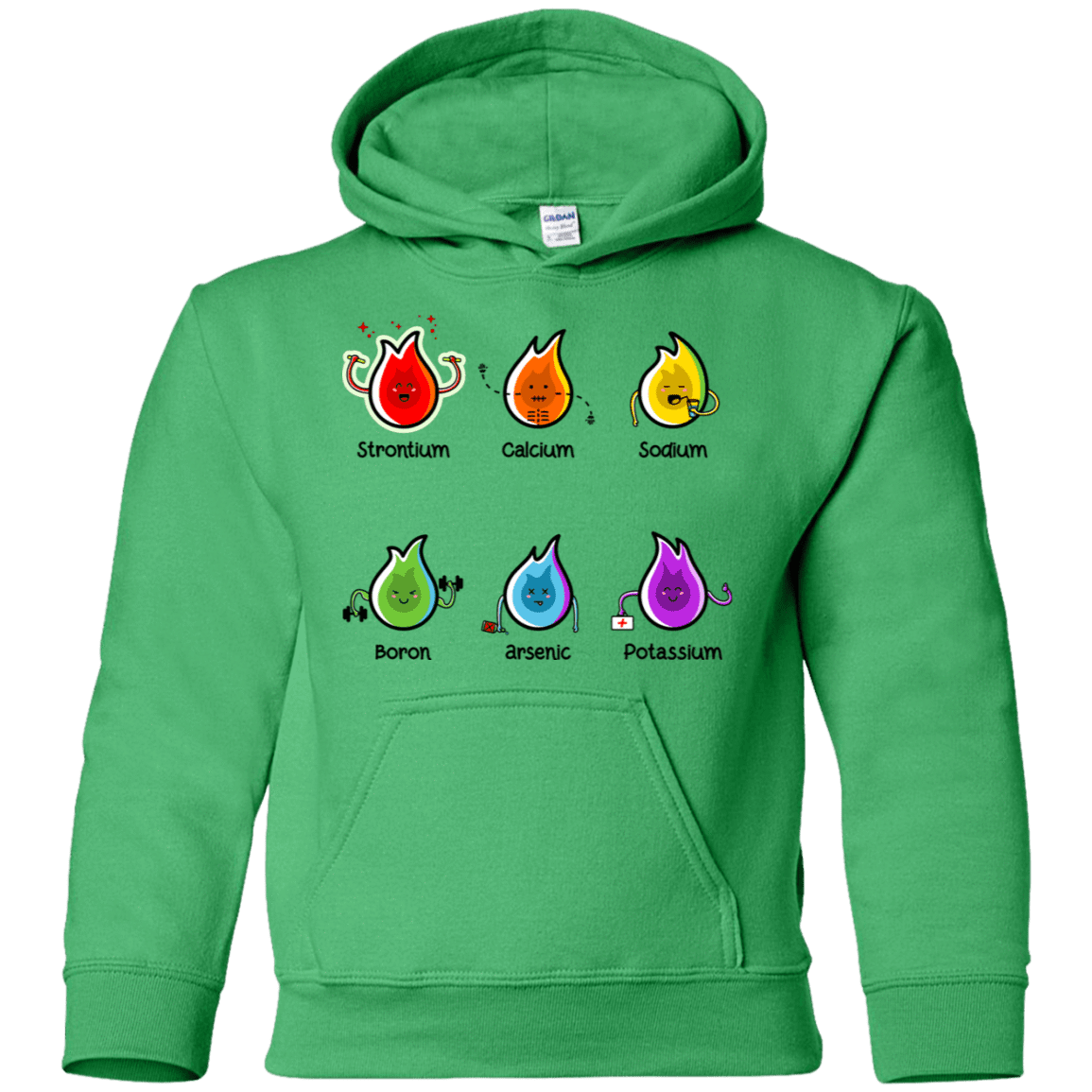 Sweatshirts Irish Green / YS Flaming Elements Science Youth Hoodie