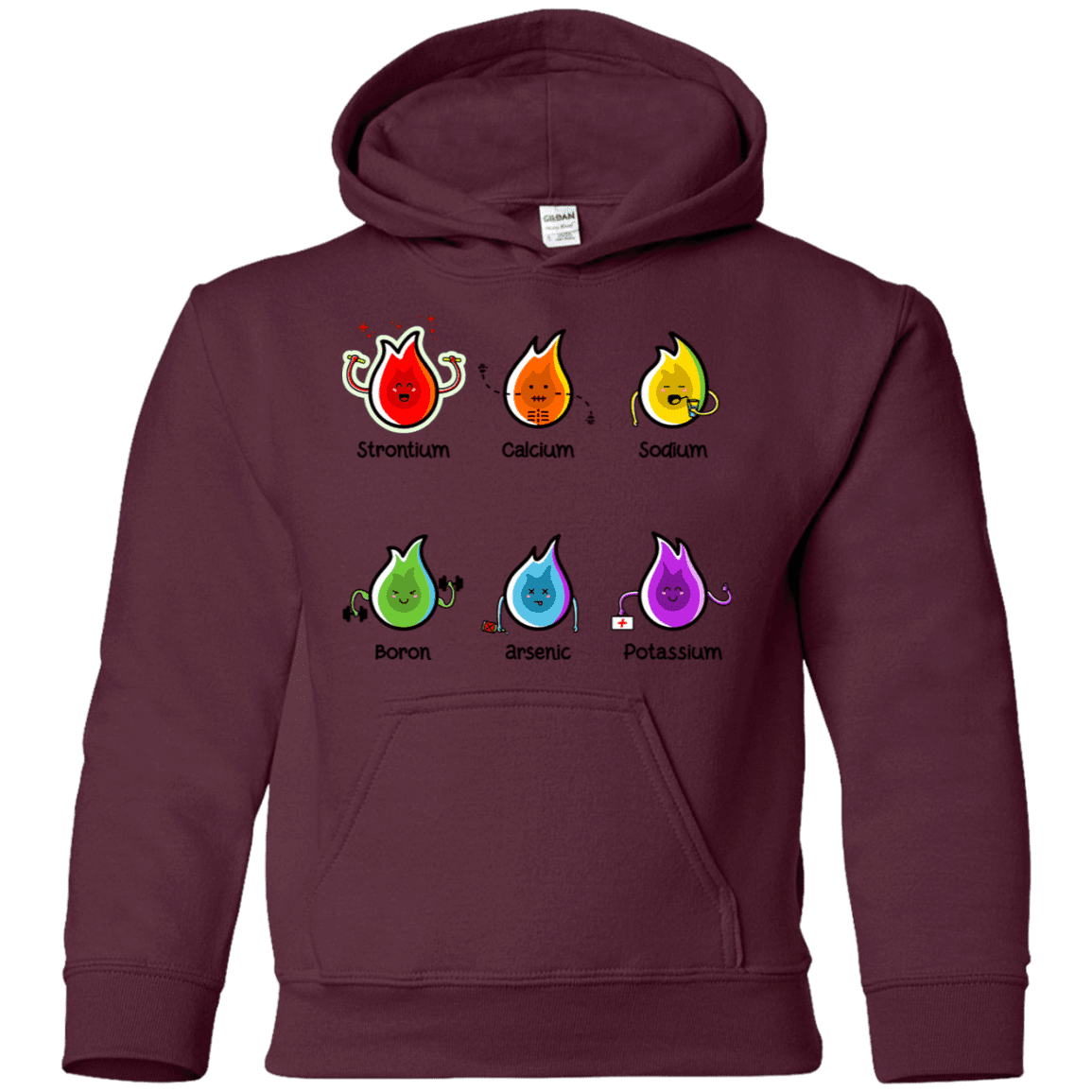 Sweatshirts Maroon / YS Flaming Elements Science Youth Hoodie