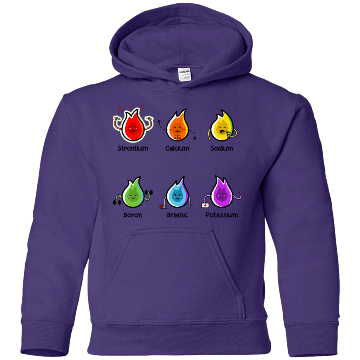 Sweatshirts Purple / YS Flaming Elements Science Youth Hoodie