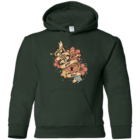 Sweatshirts Forest Green / YS Follow your heart Youth Hoodie