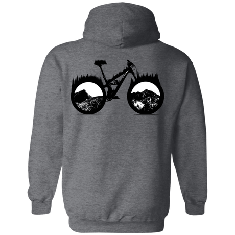 Sweatshirts Dark Heather / S Forest is Home Mountain Bike Back Print Pullover Hoodie