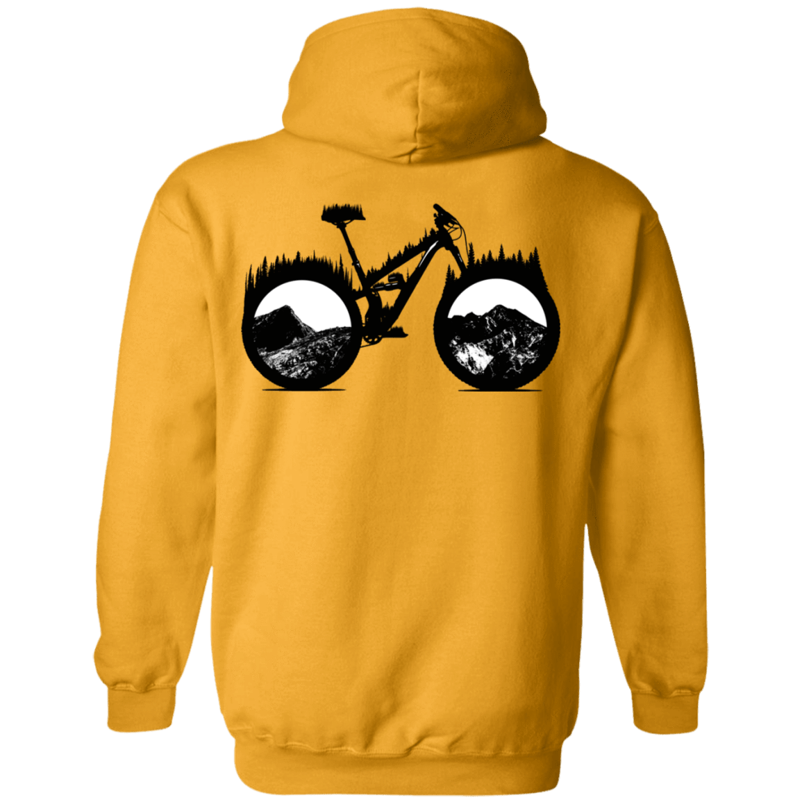 Sweatshirts Gold / S Forest is Home Mountain Bike Back Print Pullover Hoodie