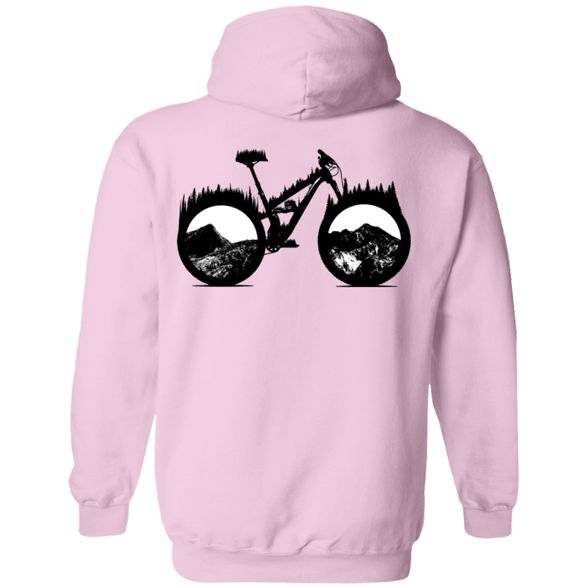 Sweatshirts Light Pink / S Forest is Home Mountain Bike Back Print Pullover Hoodie