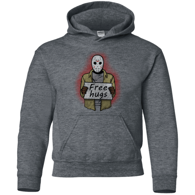 Sweatshirts Dark Heather / YS Free Hugs Jason Youth Hoodie