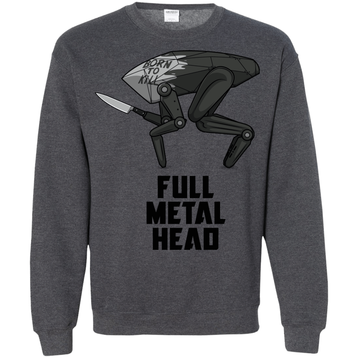 Sweatshirts Dark Heather / S Full Metal Head Crewneck Sweatshirt