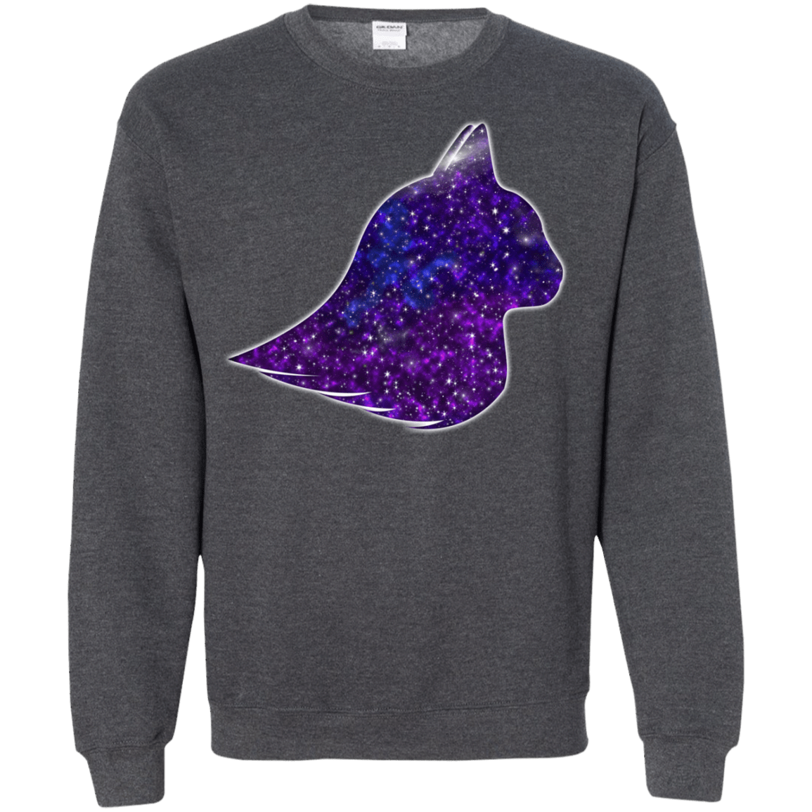 Sweatshirts Dark Heather / S Galaxy Cat Crewneck Sweatshirt