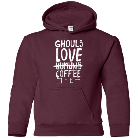 Sweatshirts Maroon / YS Ghouls Love Coffee Youth Hoodie