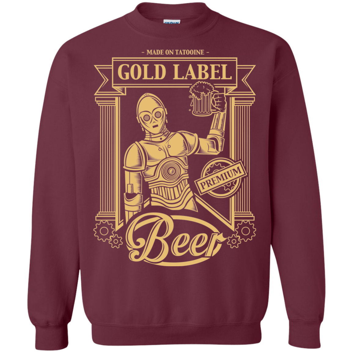 Sweatshirts Maroon / S Gold Label Beer Crewneck Sweatshirt