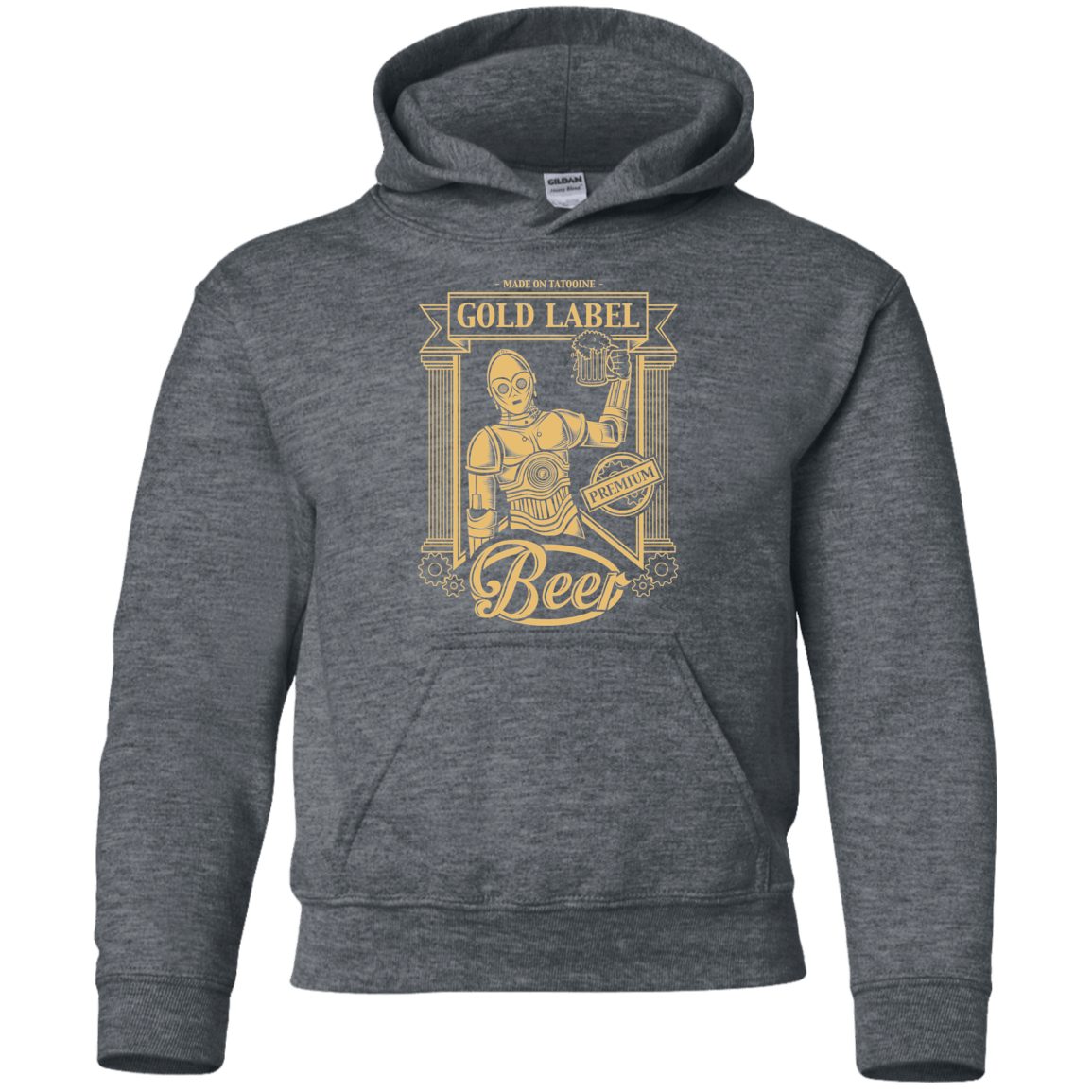 Sweatshirts Dark Heather / YS Gold Label Beer Youth Hoodie