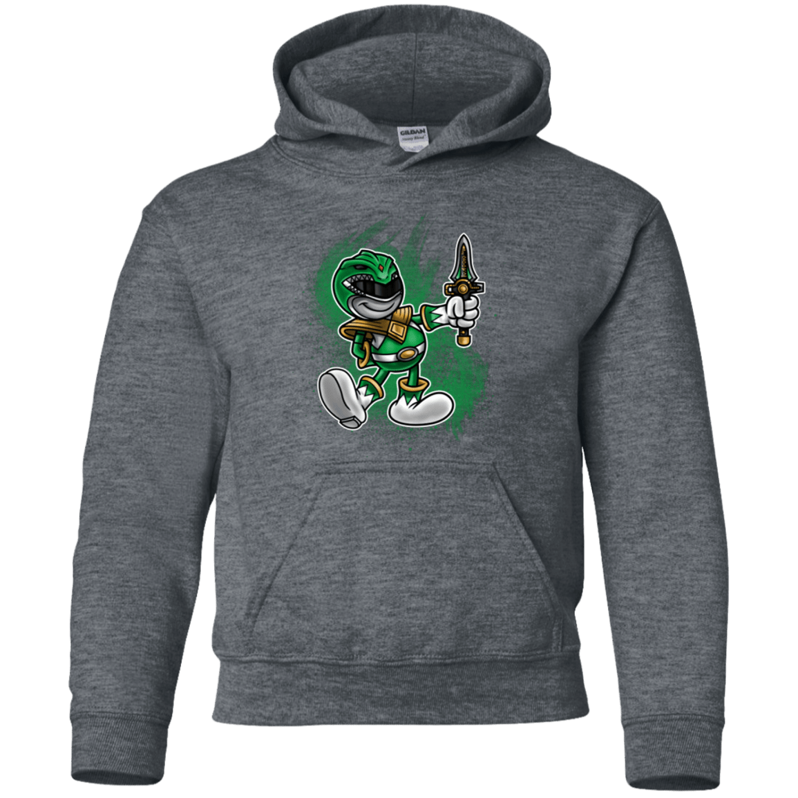 Sweatshirts Dark Heather / YS Green Ranger Artwork Youth Hoodie