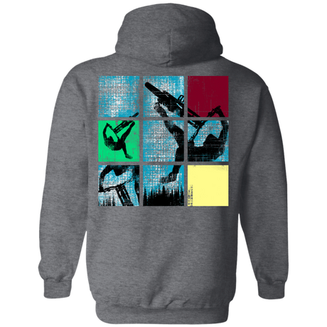 Sweatshirts Dark Heather / S Grid Ride Back Print Pullover Hoodie