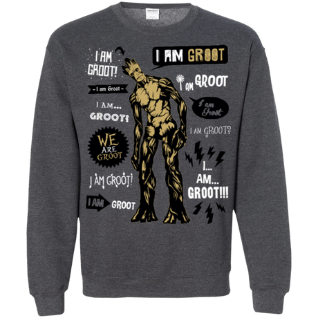 Sweatshirts Dark Heather / Small Groot Famous Quotes Crewneck Sweatshirt