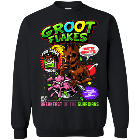 Sweatshirts Black / Small Groot Flakes Crewneck Sweatshirt