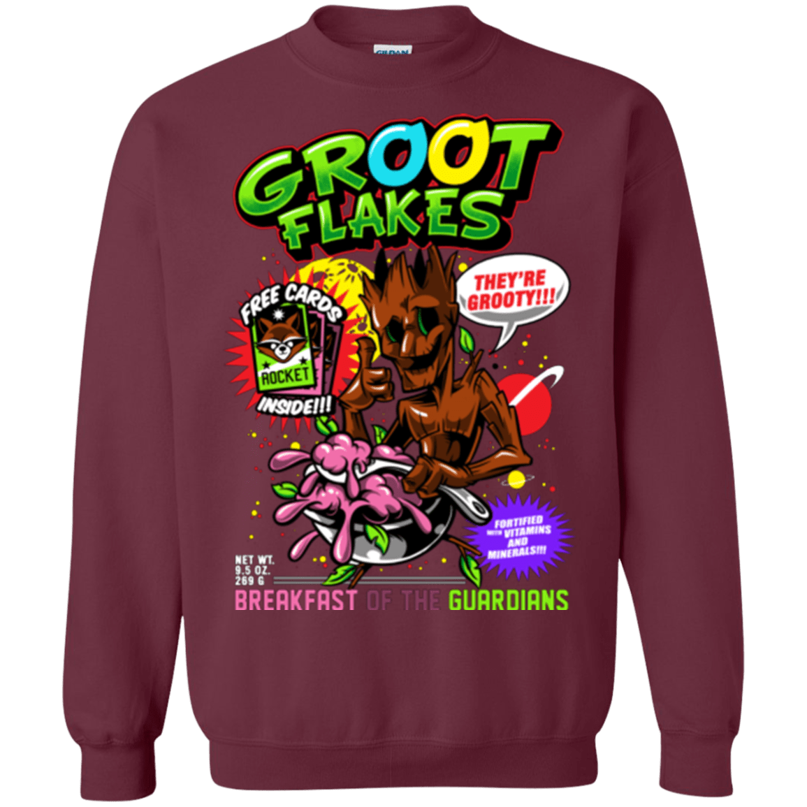 Sweatshirts Maroon / Small Groot Flakes Crewneck Sweatshirt